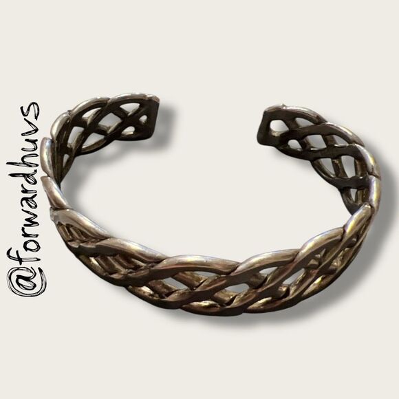 Sterling Silver Braided Cuff Bracelet – 30.07g – Sculptural Weave – Artisan Craf - Picture 4 of 7